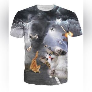 Funny Wizard Of Oz Cloudy Tornado Twister Flying Kitty Kitten Cat Animal Shirt